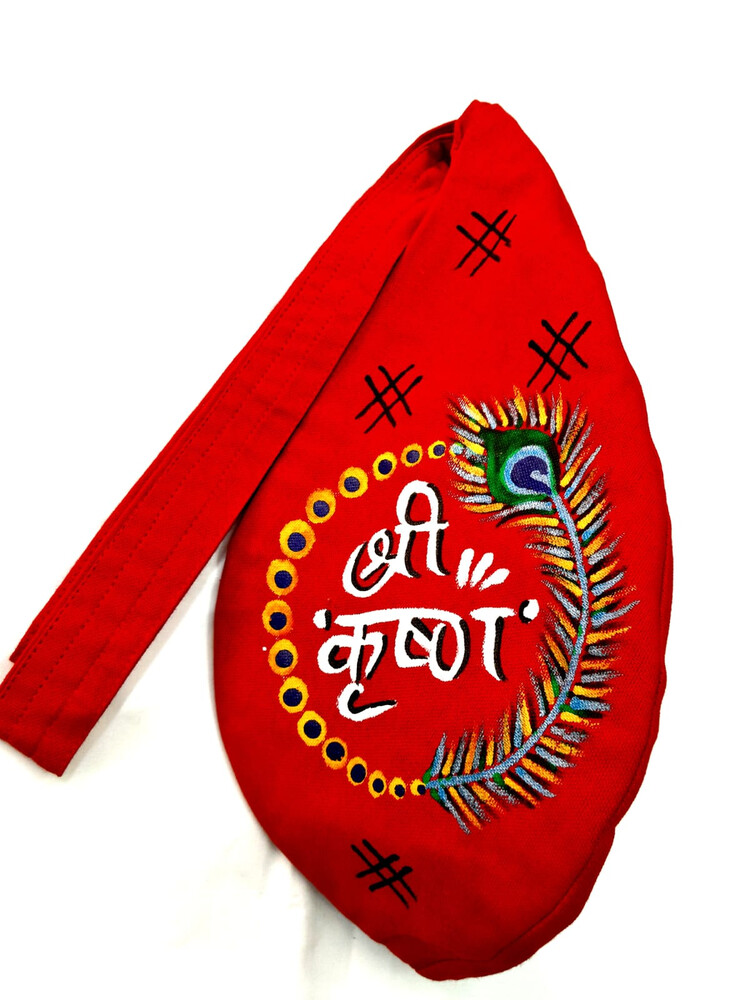 Hand-painted Sri Radha Bead Bag
