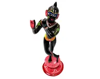 Painted Brass Standing Black Krishna (9")