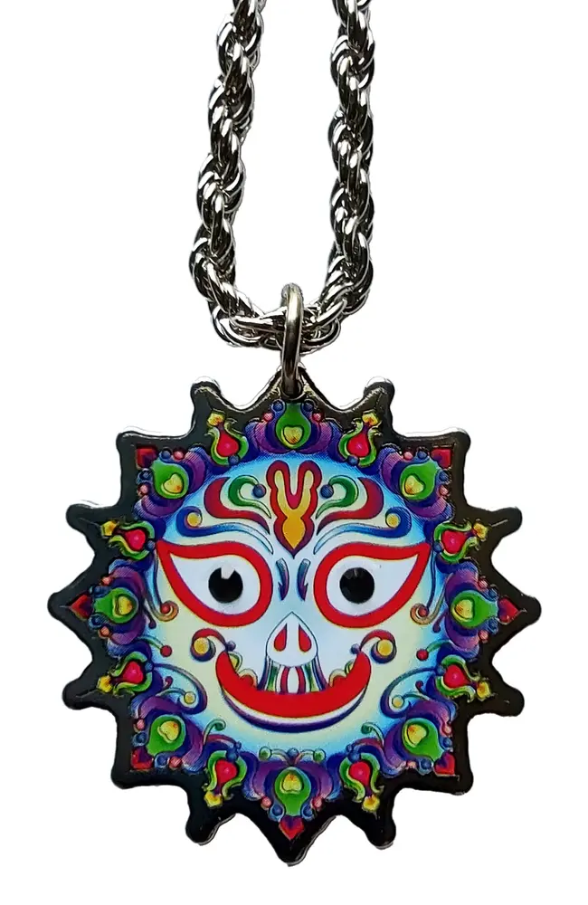 OM Pendant - In Gold and Devanagari Sanskrit - Very Colorful