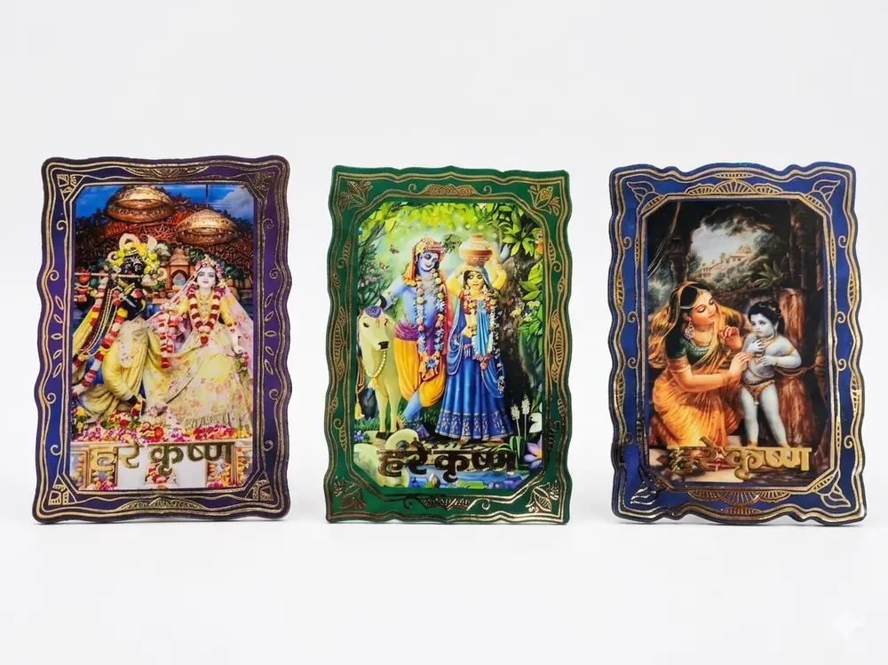 Krishna Photo Frame With Magnet 4.5\" (set of 3)