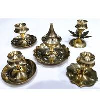 Assorted Collection of 5 Brass Incense Holders