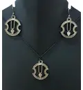 ISKCON Tilak Set - Pair of Earrings & Matching Pendant with Black Thread