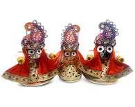 Fancy Deity Dress with Multi Colored Crowns -- For Jagannatha, Baladeva and Subhadra