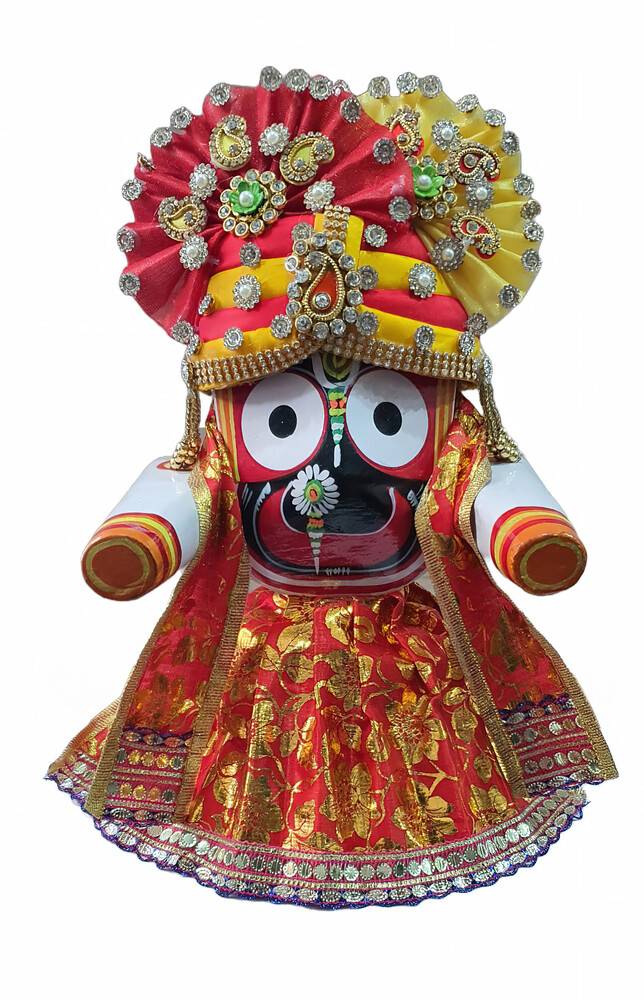 Jagannatha Crowns with Matching Dress - Pink & Green Kerry, Flowers, Pearls & Diamonds (3 Crowns & Dresses)