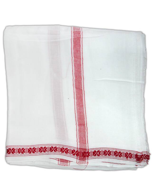 Dhoti White Jute with Color Border