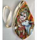 Krishna & Cow Digitally Printed Bead Bag with Embroidery