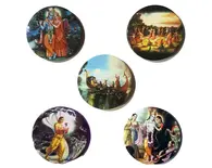 Krishna Decoration Magnets -- Radha, Krishna, Gaura Nitai, Prabhupada etc. (5-pack)