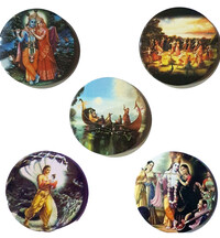 Krishna Decoration Magnets -- Radha, Krishna, Gaura Nitai, Prabhupada etc. (5-pack)