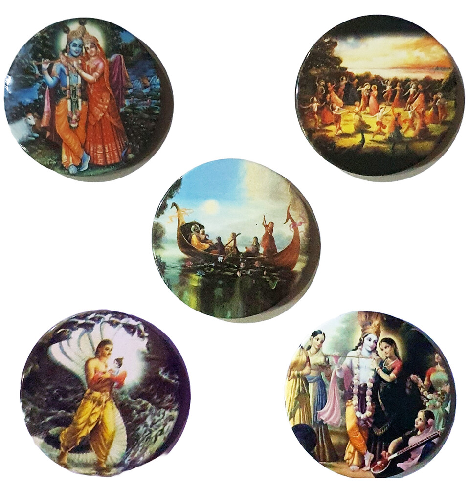 Golden Krishna Pictures with Magnet (set of 4, 3.5x2.5\")