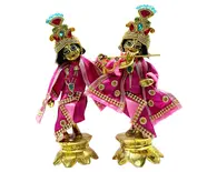 Krishna Balaram Deities Lotus Base (Brass 7") Krishna Balaram Deities Lotus Base (Brass 7")