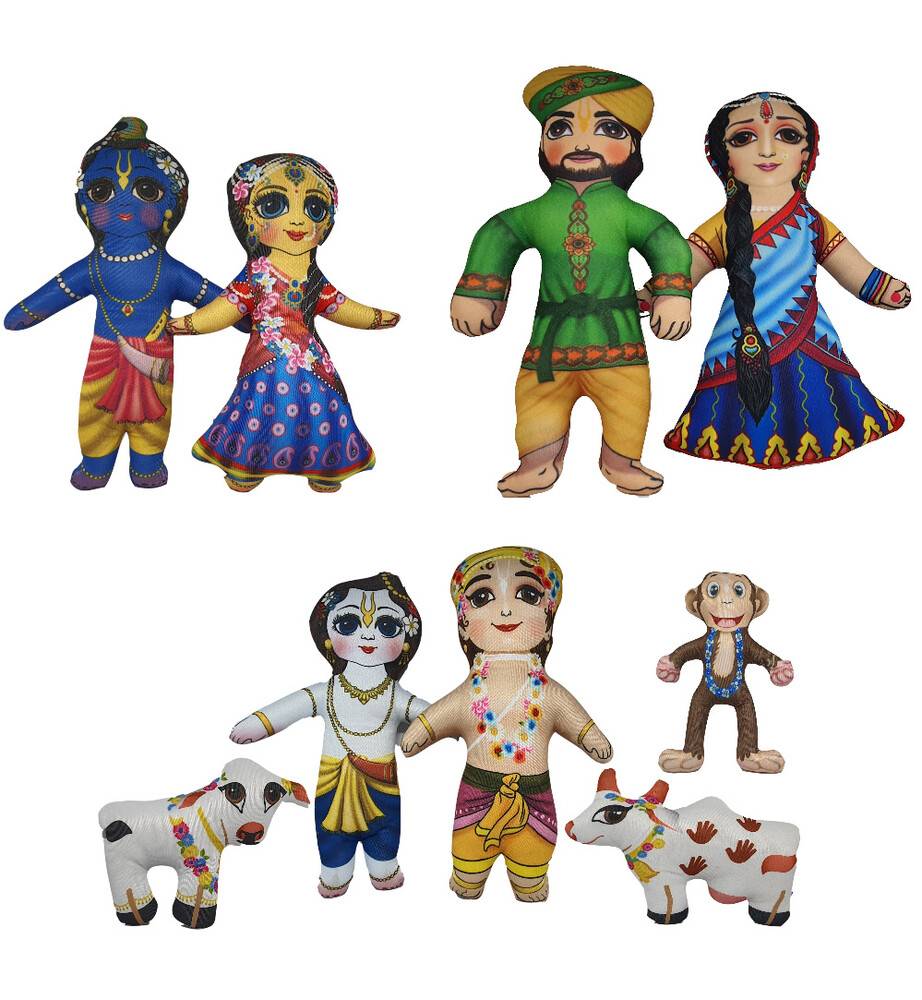 Krishna\'s Family & Friends Children\'s Stuffed Toys (set of 9)