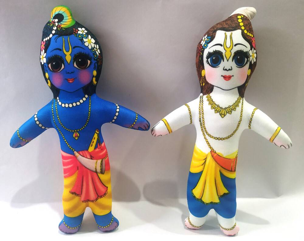 Krishna and Balaram with Kesi & Dhenukasur Demons Dolls -- Childrens Stuffed Toy
