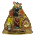 Krishna as Bankebihari (Enameled Brass Diety) 6\"