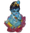 Baby Krishna Sitting in a Lotus Flower Polyresin Figure (2.5\" high)