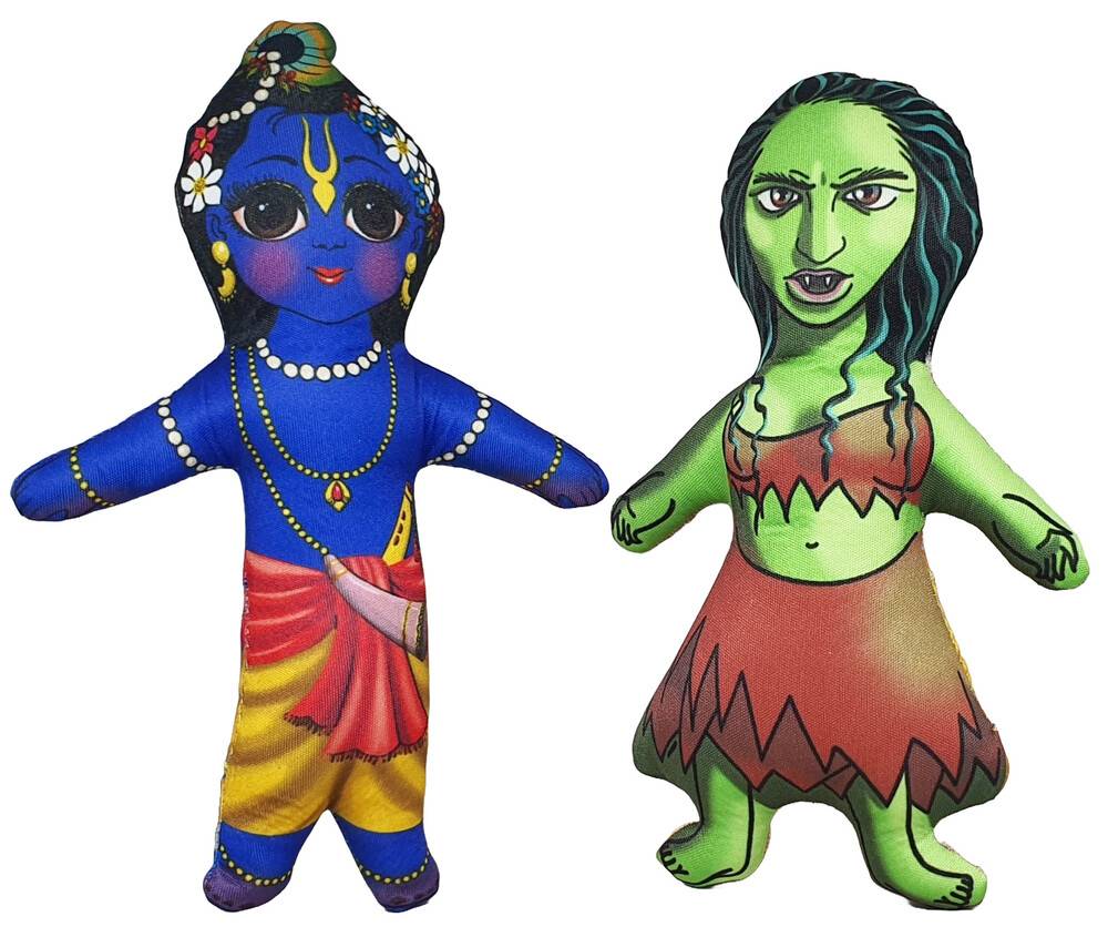 Krishna and the Demon Putana Dolls -- Childrens Stuffed Toy