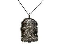 Window Flute Krishna Big White Metal Pendant with Black Thread