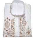 Kurta -- Cotton, White, Calcutta Embroidery
