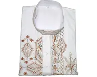 Kurta -- Cotton, White, Calcutta Embroidery