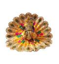 Laddu Gopal Crown and Necklace Set - Orange Yellow Thread & Diamond