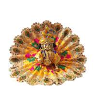 Laddu Gopal Crown and Necklace Set - Orange Yellow Thread & Diamond
