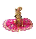 Laddu Gopal Crown and Necklace Set -  Pink Purple Thread & Diamond