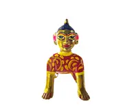 Radharani Painted Brass Sitting Deity