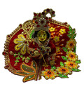 Laddu Gopal Red Floral Embroidered Attire