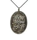 Lakshmi Narsimha Big White Metal Pendant with Black Thread