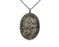 Lakshmi Narsimha Big White Metal Pendant with Black Thread