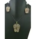 Lotus Feet Set - Pair of Earrings & Matching Pendant with Black Thread