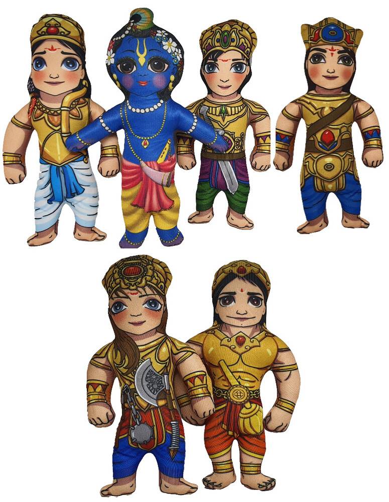 Characters of Mahabharat  Children\'s Stuffed Toys (set of 6)