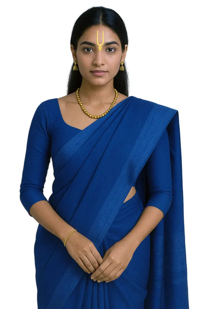 Sari, Cotton Printed -- Plain White Sari with Color Pattern Borders