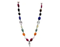 Nav Ratna Necklace (9 Gems / Navratan Mala) Oval Shape 16"