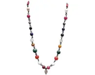 Nav Ratna Necklace (9 Gems / Navratan Mala) Round Shape 14"