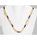 Tulsi Neck Beads - 3 Strand w/ Red & Black Beads