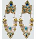 Crown and Necklace Set -- with Blue Thread Work & diamond / gold look (pair)