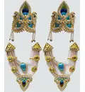 Crown and Necklace Set -- with Blue Thread Work & diamond / gold look (pair)