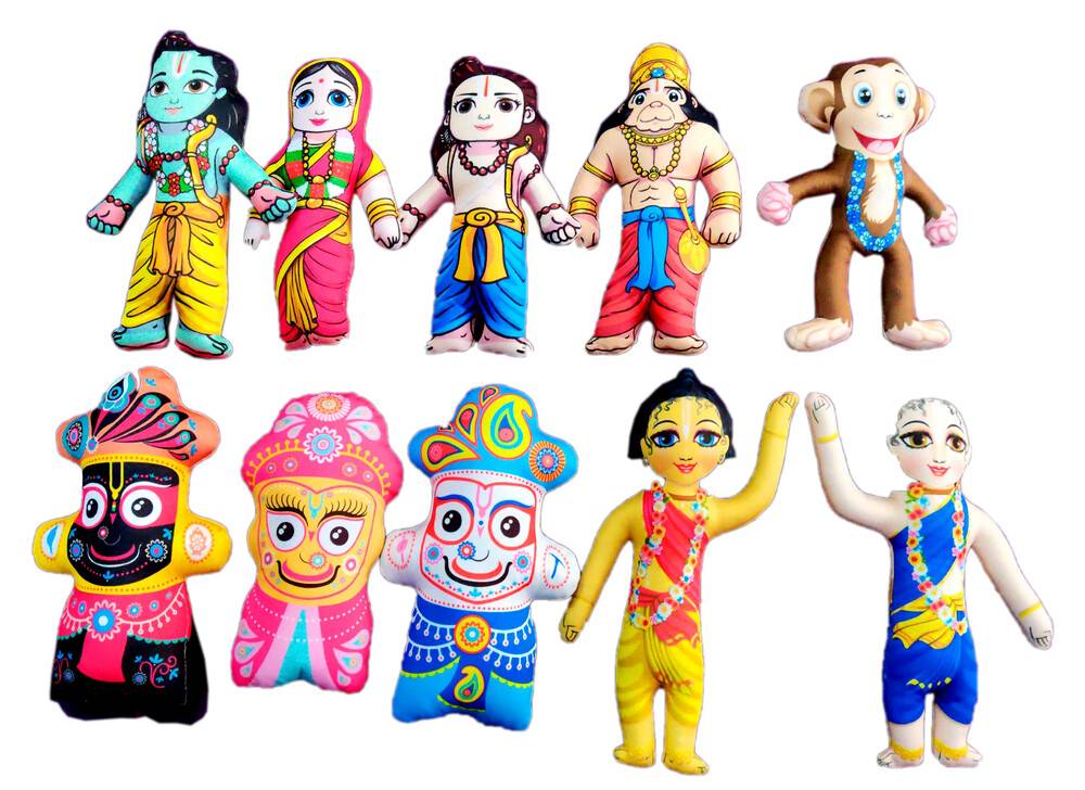 Childrens Stuffed Toys: Gaura-Nitai Jagannatha Sita Rama Laksmana Hanuman Set of 10