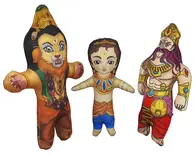 Lord Nrsimhadeva, Prahlad Maharaja and Hiranyakasipu Dolls -- Childrens Stuffed Toy