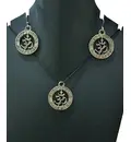 Om Set - Pair of Earrings & Matching Pendant with Black Thread