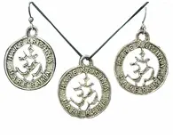 Om Set - Pair of Earrings & Matching Pendant with Black Thread