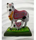 Painted Brass Cow with Calf