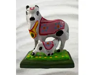 Painted Brass Cow with Calf