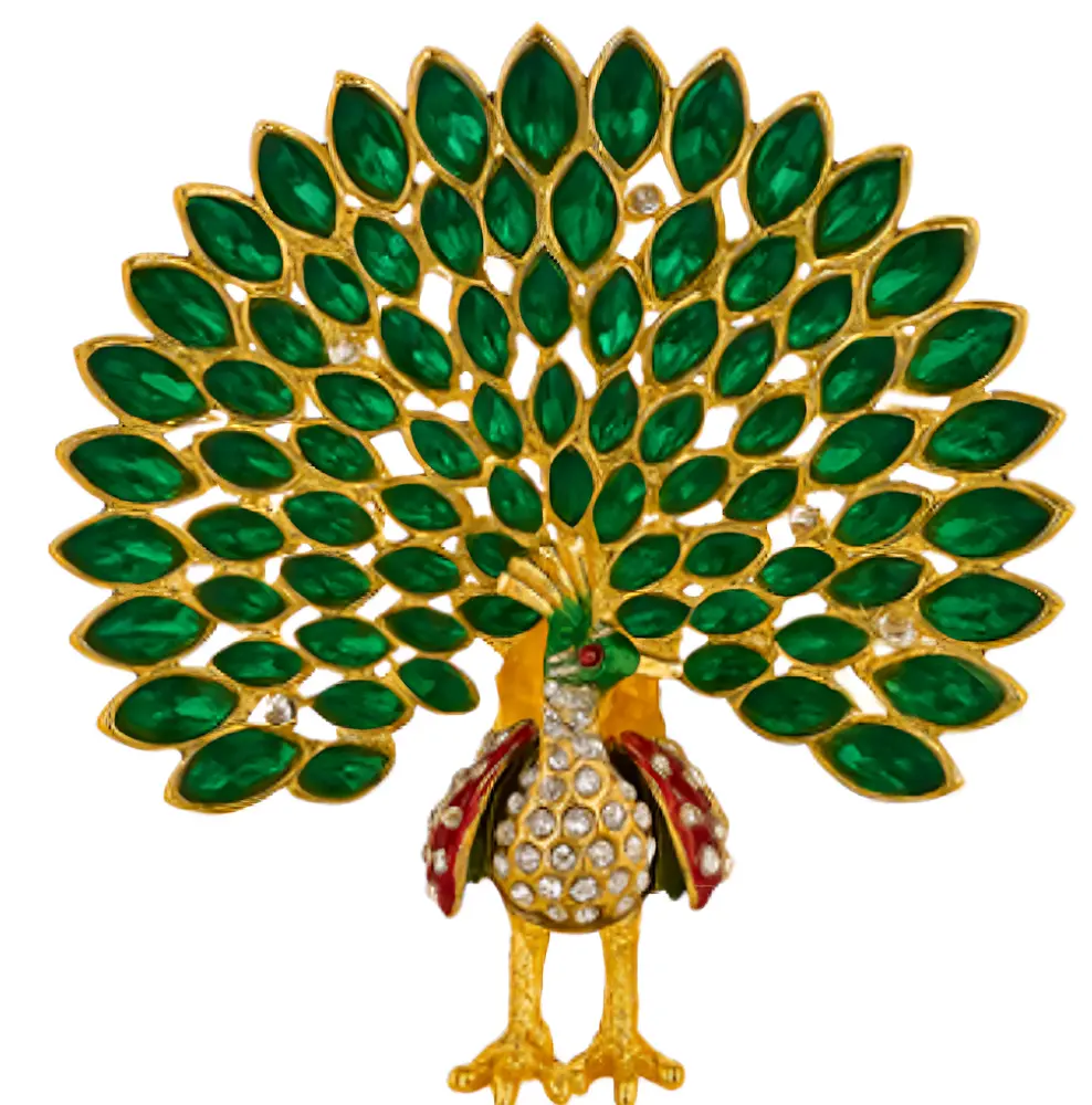 Peacock Trinket Box (Green Stones)