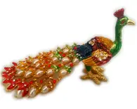 Colorful Peacock with Pearls (6" length)