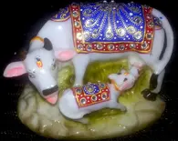 Cow with Calf decorated with Imitation Diamonds 5" (Polyresin)