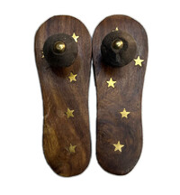 Prabhupada's Lotus Feet Shoes -- Wood, 4.5"