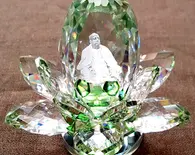 Revolving Prabhupada Sitting in Crystal Lotus (4")