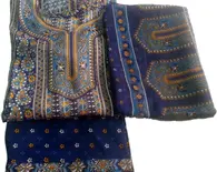 Punjabi Suit -- Synthetic or Chiffon -- 3-piece (Top, Pants, Chadar)