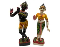 Marble Radha Krishna Deities (11") - Black Krsihna